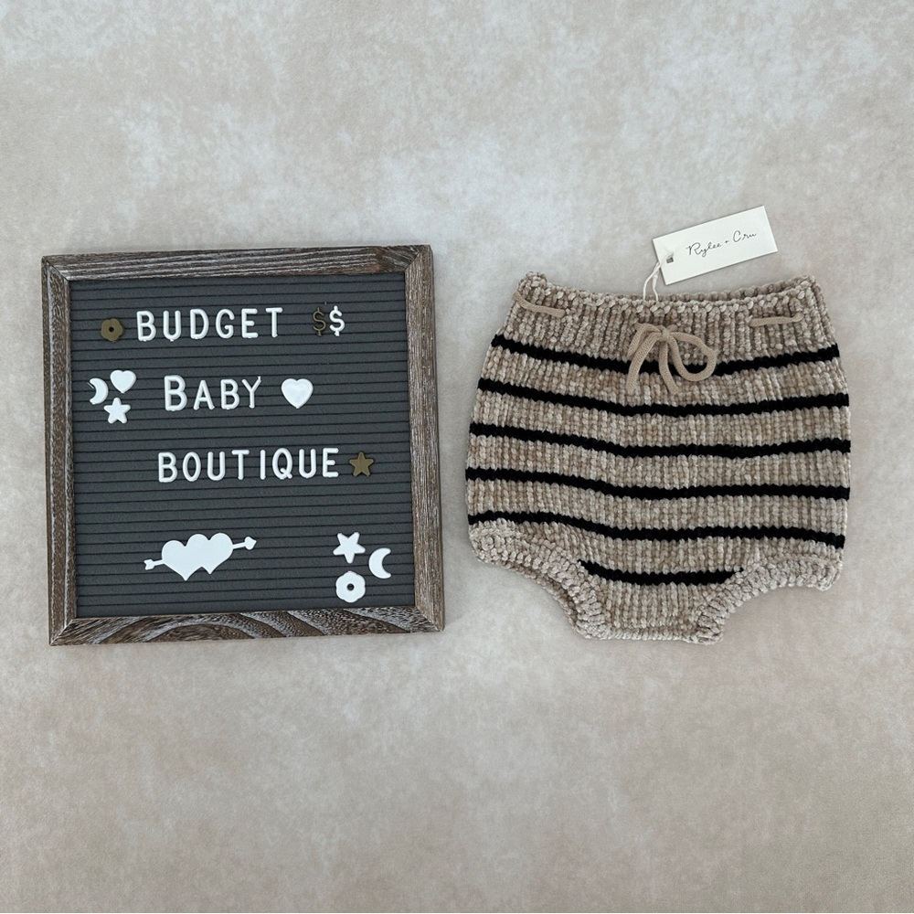 New Rylee + Cru Black and Tan Chenille Striped Bloomers 2-3Y